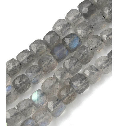 4mm - labradorite - Chapelet pierre cube