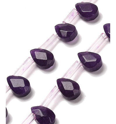 Chapelet de gouttes à facettes en jade teinté