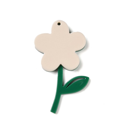 Pendentif plexi fleur sur tige