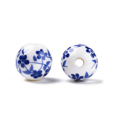 10mm - perle ronde en porcelaine