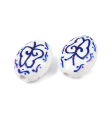 16x12mm - perle ovale en porcelaine