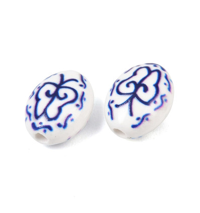 16x12mm - perle ovale en porcelaine