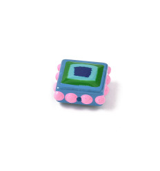 Perle coeur carrée en verre émaillé