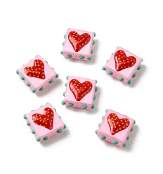 Perle coeur en verre émaillé