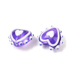 Perle coeur en verre émaillé