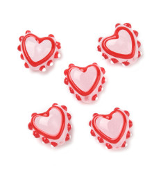Perle coeur en verre émaillé