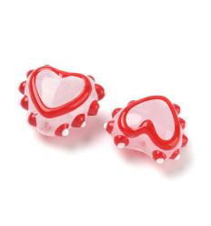 Perle coeur en verre émaillé