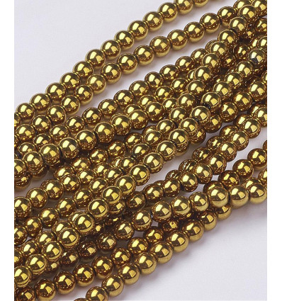 4mm - hématite synthétique dorée - Chapelet pierre