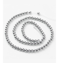 4mm - hématite synthétique argentée - Chapelet pierre