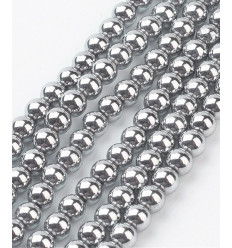 4mm - hématite synthétique argentée - Chapelet pierre