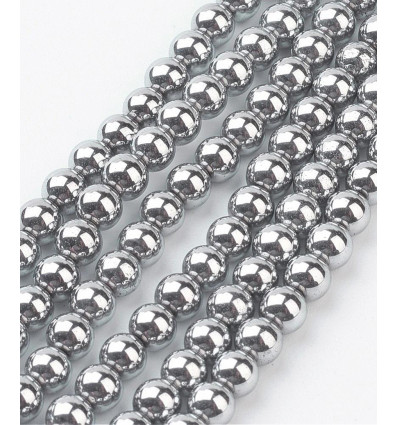 4mm - hématite synthétique argentée - Chapelet pierre