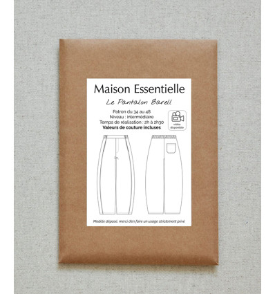 Patron “pantalon BARREL" - Maison Essentielle
