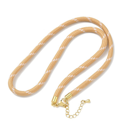 45cm - collier corde rose+vert